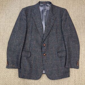 Boston Traders' Jacket Blazer Mens 44R Blue Gray Check Tweed Wool